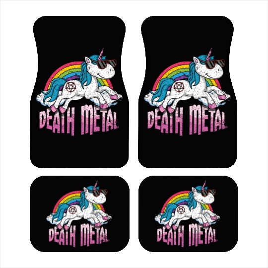 Rainbow Unicorn Love Metal Music Heavy Rocker Car Mats