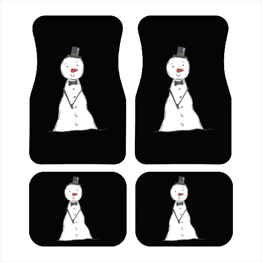 funny snowman with mustache and carrot Car Mats