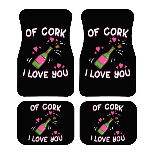 Valentine's Day Of Cork I Love You Wine Champagne Car Mats