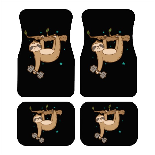 Sloth with Dumbbell doing Fitness lazy Car Mats