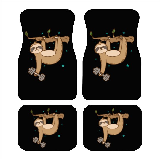 Sloth with Dumbbell doing Fitness lazy Car Mats