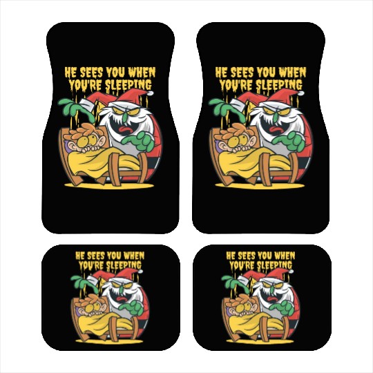 He sees when you are sleeping scary santa He sees Car Mats