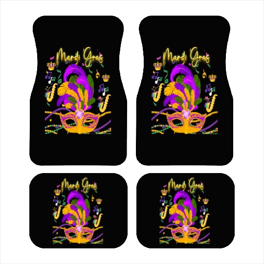 Mardi Gras Beads Mask Feathers Car Mats