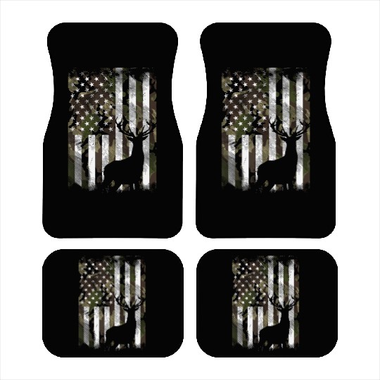 Camo US Flag Deer Elk Buck Camoflage Hunting Hunte Car Mats