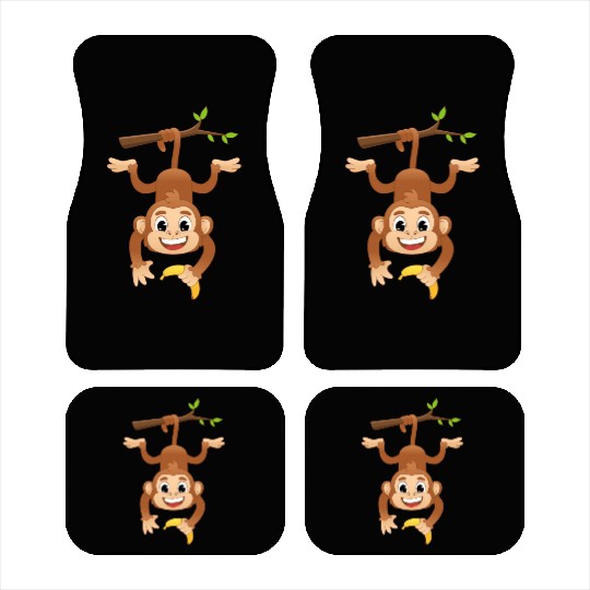 Monkey Holding Banana On Tree Primate Gorilla ape Car Mats