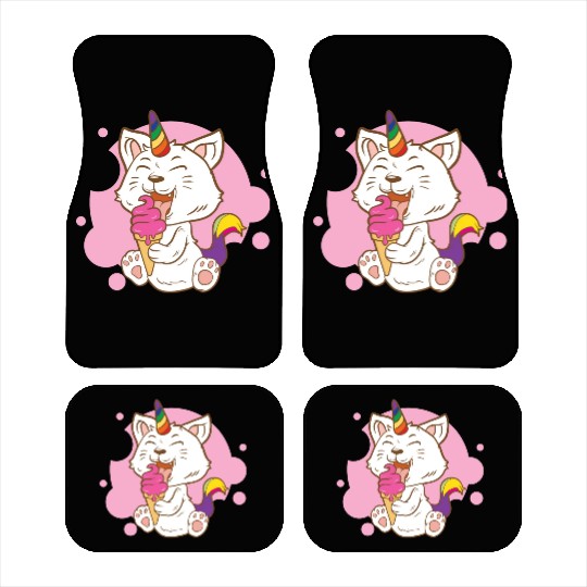 Cat Eating Ice Cream Rainbow Cat Lady Gift Idea Car Mats
