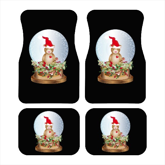 beautiful nostalgic snow globe with teddy bear Car Mats