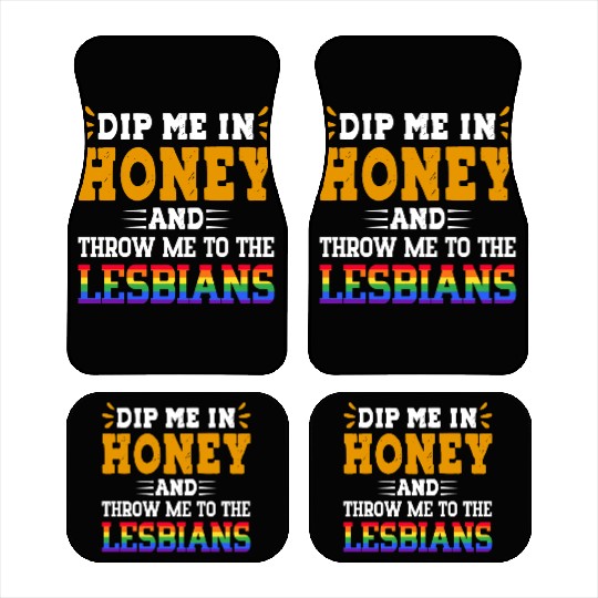 Throw Me To The Lesbians Funny LGBTQ Rainbow Car Mats