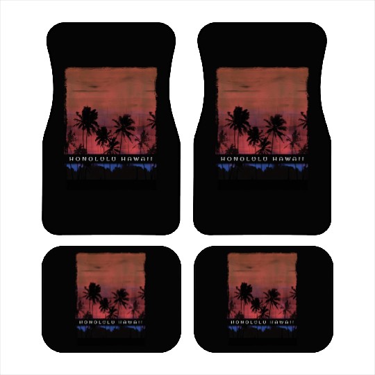 Honolulu Oahu Hawaii Vacation Souvenir Palm Tree Car Mats