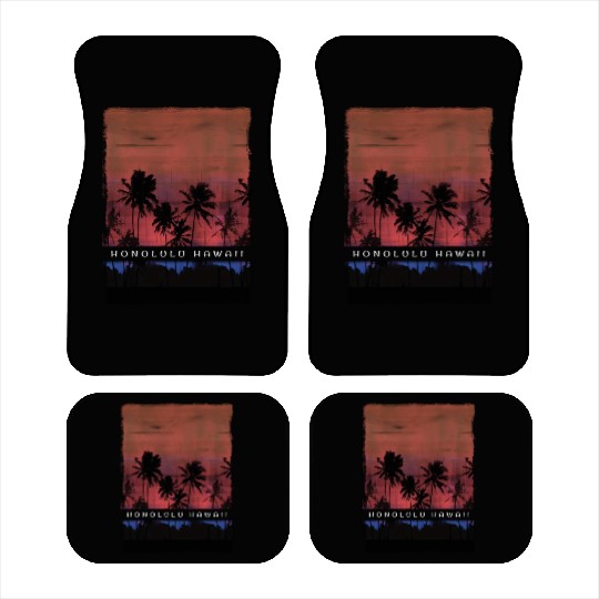 Honolulu Oahu Hawaii Vacation Souvenir Palm Tree Car Mats