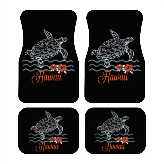 Hawaii Sea Turtle Hibiscus Flowers Souvenir Car Mats