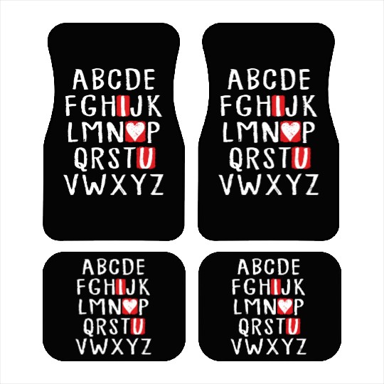 I Love You ABC Alphabet English Teacher Valentines Car Mats