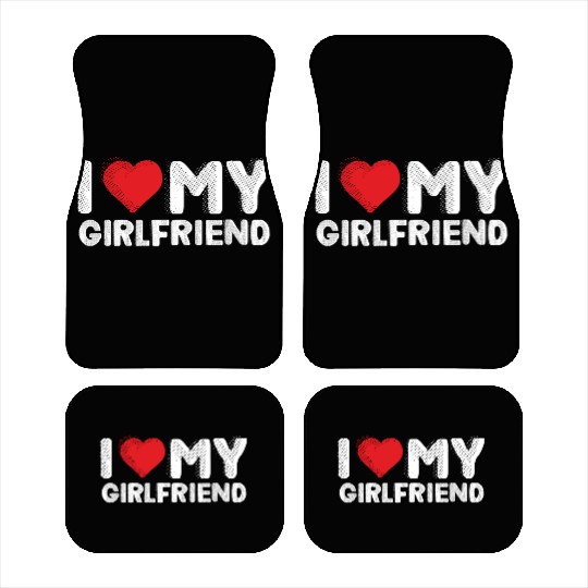 I Love My Girlfriend Red Heart Boyfriend I Love Car Mats
