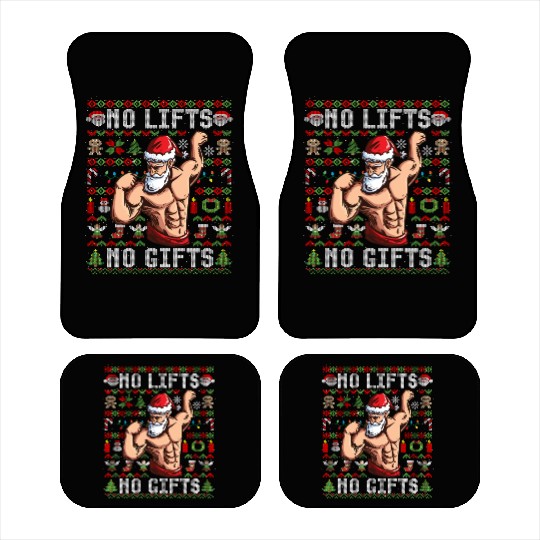 Funny No Lifts No Gifts Ugly Christmas Workout Car Mats