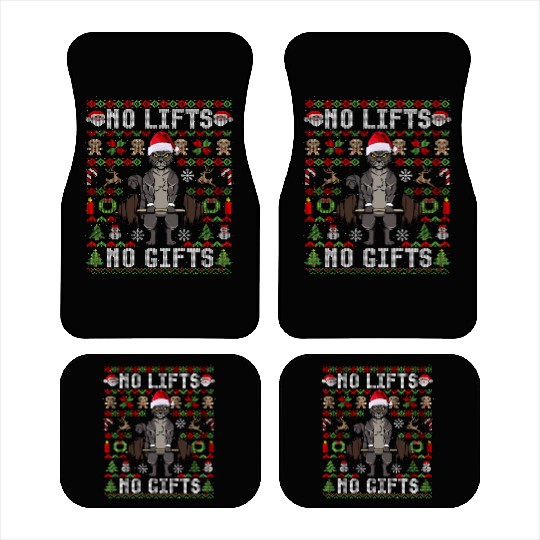 Funny No Lifts No Gifts Ugly Christmas Workout Car Mats