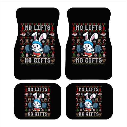 Funny No Lifts No Gifts Ugly Christmas Workout Car Mats