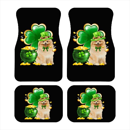 Pomeranian Dog Shamrock St Patricks Day Car Mats