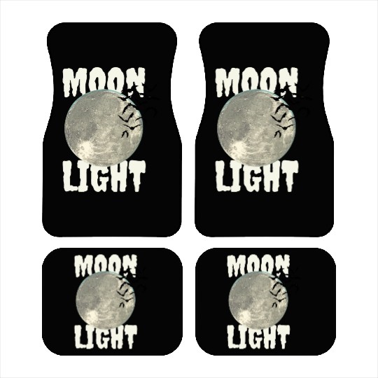 Dark Green Illustrated Moon Light Bat Car Mats