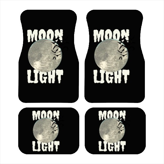 Dark Green Illustrated Moon Light Bat Car Mats