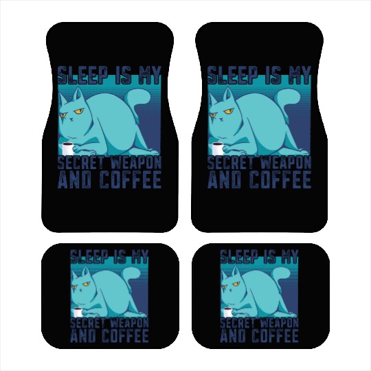 Cat Drinking Coffee Tired I Need Coffee Car Mats