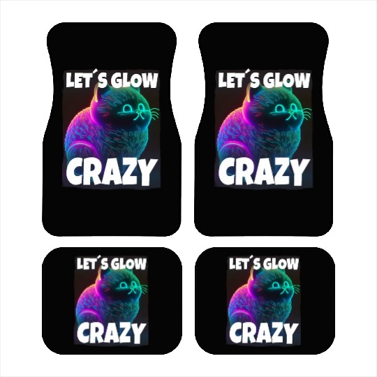 Lets Glow Crazy Cat Kitten Fluffy Cat Car Mats