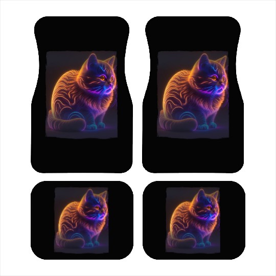 Lets Glow Crazy Cat Kitten Fluffy Cat Car Mats