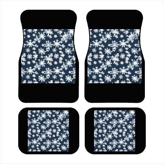 Snow pattern on navy blue background Car Mats