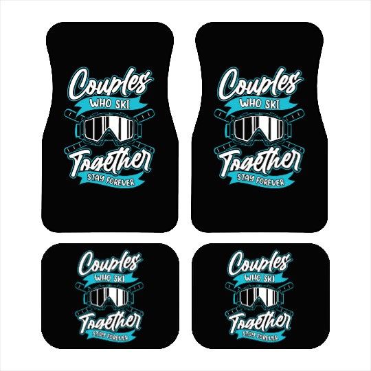 Skiing Skier Couple Car Mats