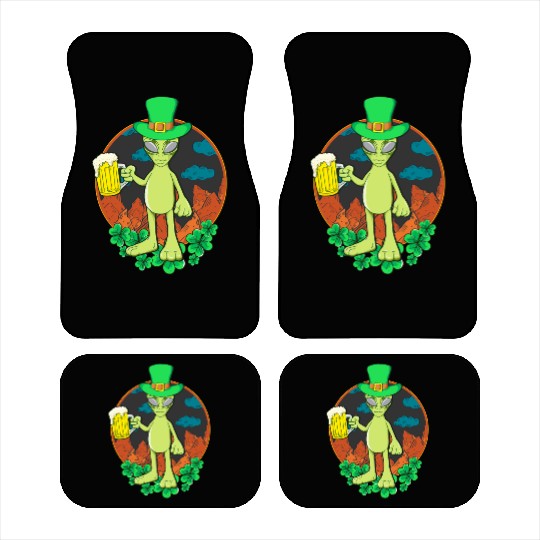 St Patrick's Day Drinking Alien Car Mats