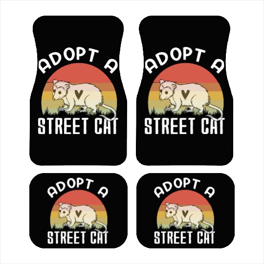 Adopt A Street Cat Funny Opossum Vintage Car Mats