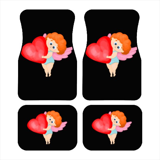 Lovely cupids. Cupid with a red heart Car Mats