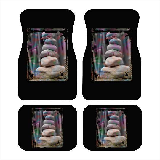 Japan Zen Buddhism Balancing Stones Rocks Bamboo Car Mats