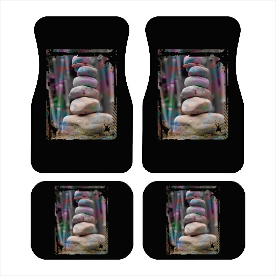 Japan Zen Buddhism Balancing Stones Rocks Bamboo Car Mats