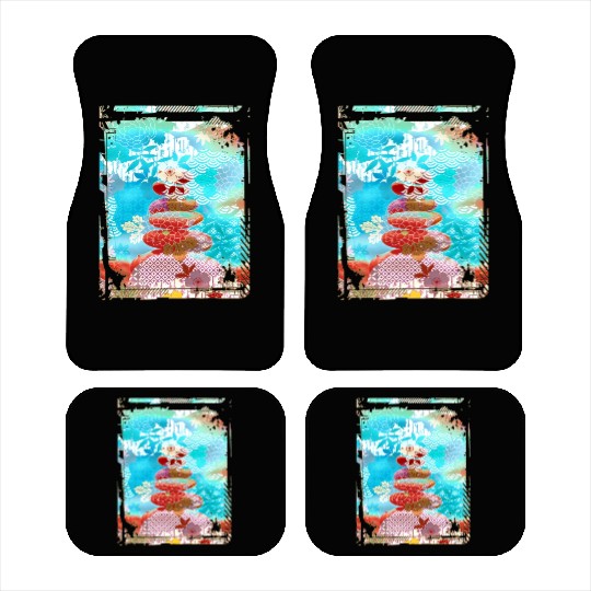 Japan Zen Buddhism Balancing Stones Rocks Cherry Car Mats