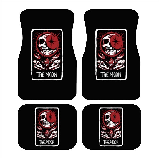The Moon Blood Red Skeleton Skull Tarot Card Car Mats