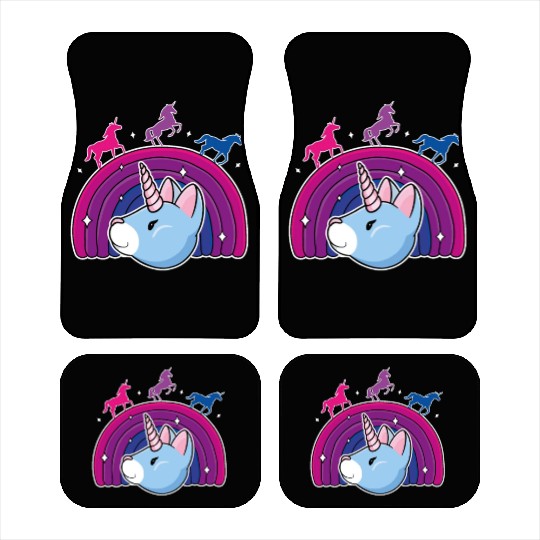 Kawaii Bisexual Pride Unicorn Bi Rainbow Car Mats