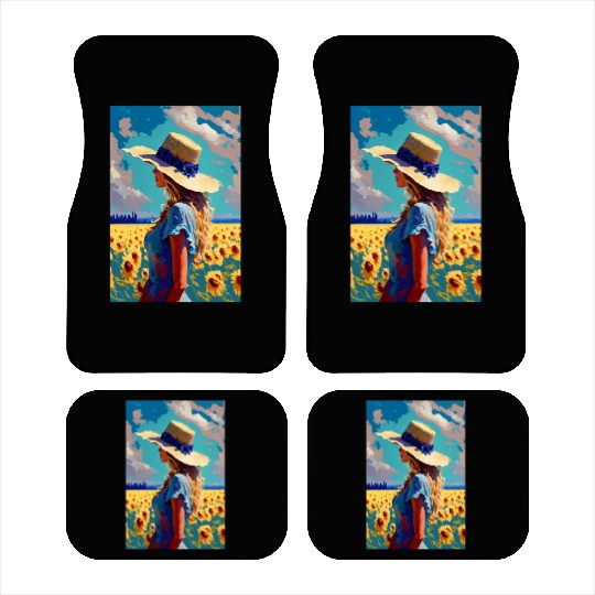 Sunflower girl summer Car Mats