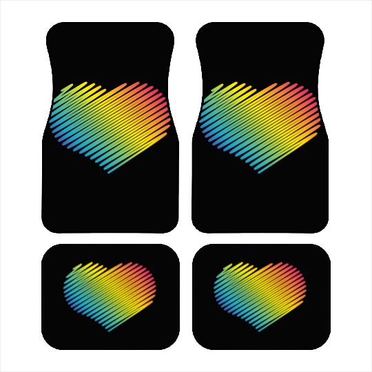 Rainbow Heart (Love / Scribble / PNG) Car Mats