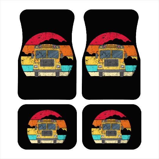 Retro Yellow School Bus for School Bus Driver andj Car Mats