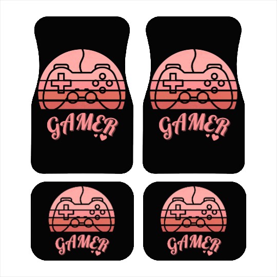 Pink Retro Gamer Valentine Day Car Mats