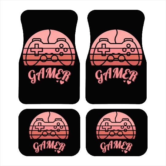 Pink Retro Gamer Valentine Day Car Mats