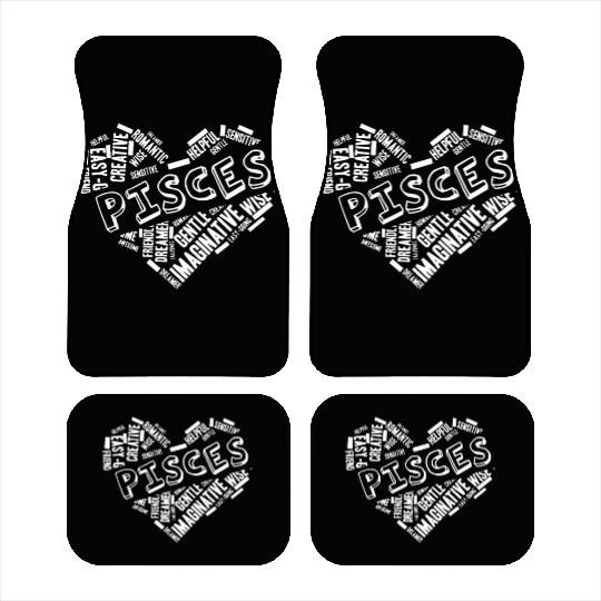 Pisces Heart Word Cloud Doodle Astrology Zodiac St Car Mats