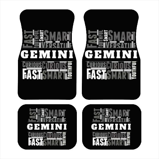Gemini Zodiac Star Sign Word Cloud Square Monochro Car Mats