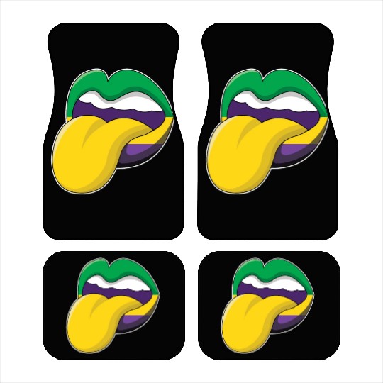 Tongue Lips Festival Parade Beads Mardi Gras Car Mats