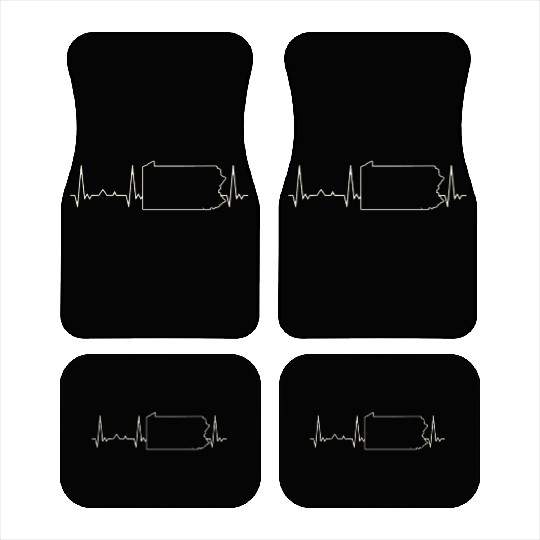 Pennsylvania State USA. Heart. Love. EKG. Pulse. Car Mats