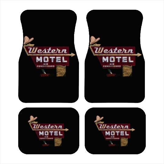 Route 66 Neon Western Motel Bethany Oklahoma Car Mats