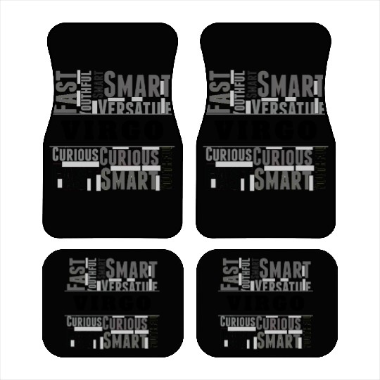 Virgo Zodiac Star Sign Word Cloud Square Monochrom Car Mats