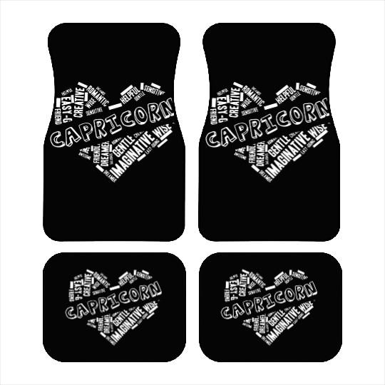 Capricorn Heart Word Cloud Doodle Astrology Zodiac Car Mats