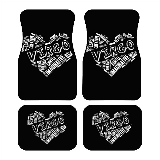 Virgo Heart Word Cloud Doodle Astrology Zodiac Sta Car Mats