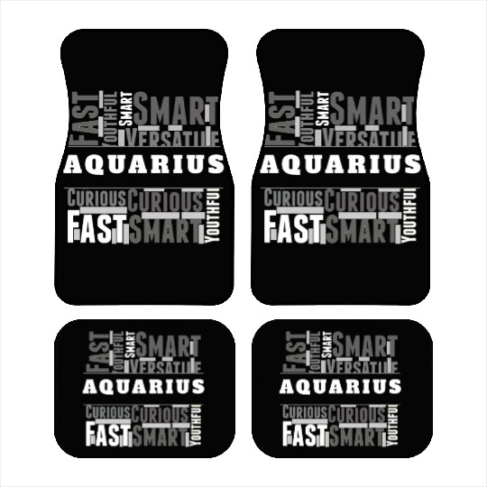 Aquarius Zodiac Star Sign Word Cloud Square Monoch Car Mats